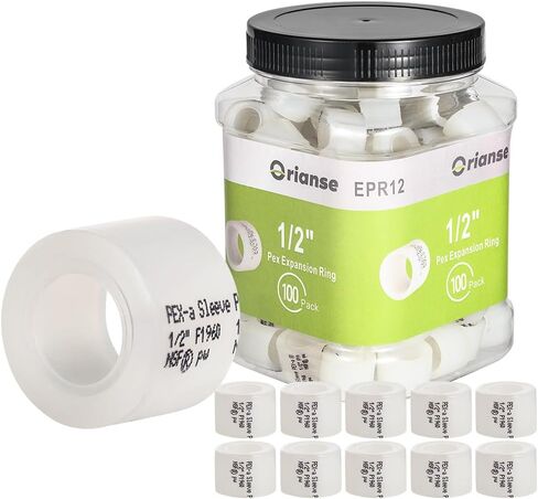 100 حزمة من حلقات التمدد PEX-A مقاس 1/2 بوصة من ORIANSE، وأكمام التمدد F1960، حلقة تعزيز التمدد 1/2 بوصة PEX A مع حلقات إيقاف لنظام أنابيب الأنابيب. in Kuwait