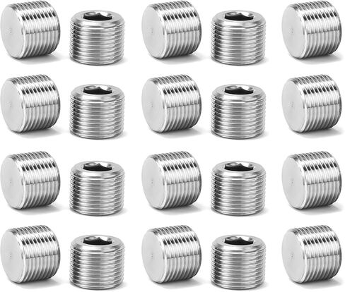 Internal Hex Head Pipe Fitting, 20PCS G1/8" Male 304 Stainless Steel Countersunk Pipe Plug Fitting for Sealing Water Pump Port Intake Manifold Port Engine Block Hole in Saudi Arabia