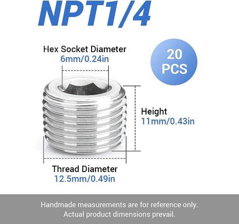 Internal Hex Head Pipe Fitting, 20PCS G1/8" Male 304 Stainless Steel Countersunk Pipe Plug Fitting for Sealing Water Pump Port Intake Manifold Port Engine Block Hole in Saudi Arabia