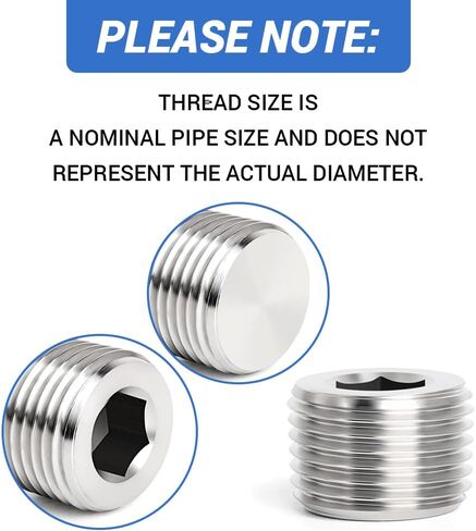 Internal Hex Head Pipe Fitting, 20PCS G1/8" Male 304 Stainless Steel Countersunk Pipe Plug Fitting for Sealing Water Pump Port Intake Manifold Port Engine Block Hole in Saudi Arabia