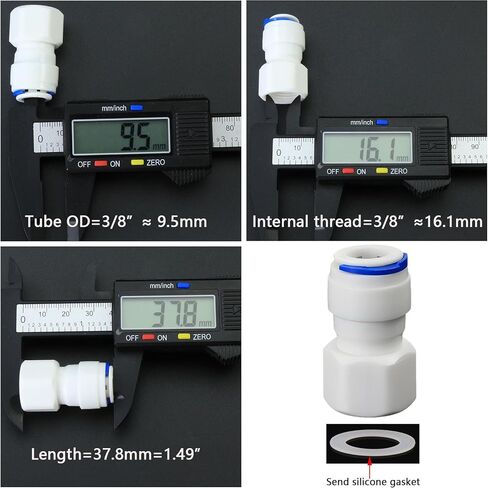 Drinking Water Safe Plastic 3/8" Push-Fit Bulkhead Fitting - Panel Mount Quick-Connect Adapter for RO Reverse Osmosis Water Filter Systems, Water Purifiers & Beverage Dispensers in Saudi Arabia