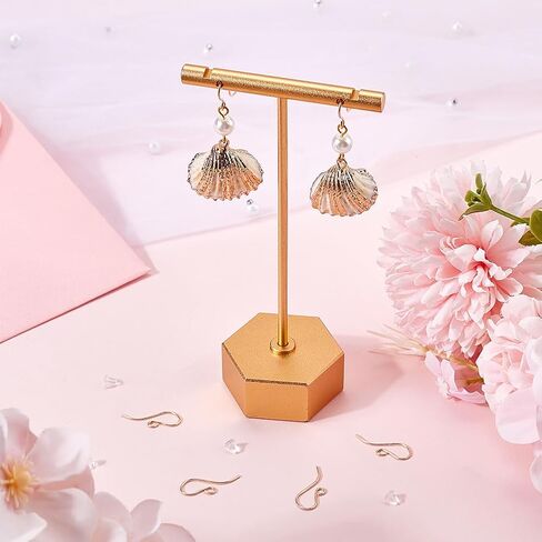 Beebeecraft 1 Box 6pcs مسطحة القرط - السنانير 14K من النحاس المملوءة بالذهب المملوءة بالمرات الخطافات الفرنسية مع لفائف و 10 ٪ من صواميل الأذن البلاستيكية لصنع المجوهر in Saudi Arabia