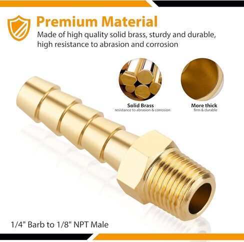 KOOTANS 4 قطع من تركيبات خرطوم النحاس 1/4 بوصة خرطوم بارب إلى 1/8 NPT ذكر خيط خرطوم الهواء تركيبات النحاس السريع مقرنة الهواء M نوع محول موصل المناسب in Kuwait