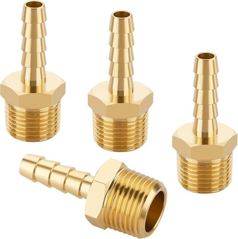 KOOTANS 4 قطع من تركيبات خرطوم النحاس 1/4 بوصة خرطوم بارب إلى 1/8 NPT ذكر خيط خرطوم الهواء تركيبات النحاس السريع مقرنة الهواء M نوع محول موصل المناسب in Kuwait