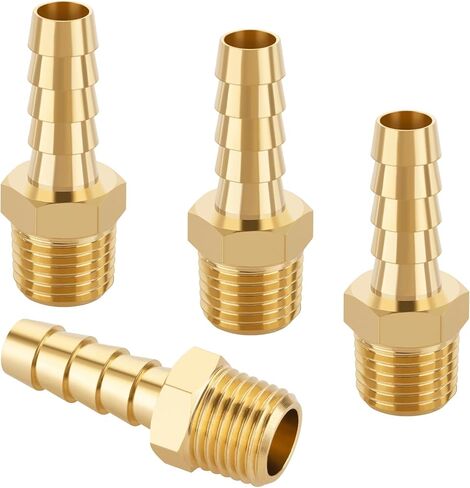 KOOTANS 4 قطع من تركيبات خرطوم النحاس 1/4 بوصة خرطوم بارب إلى 1/8 NPT ذكر خيط خرطوم الهواء تركيبات النحاس السريع مقرنة الهواء M نوع محول موصل المناسب in Kuwait
