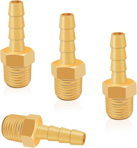 KOOTANS 4 قطع من تركيبات خرطوم النحاس 1/4 بوصة خرطوم بارب إلى 1/8 NPT ذكر خيط خرطوم الهواء تركيبات النحاس السريع مقرنة الهواء M نوع محول موصل المناسب in Kuwait