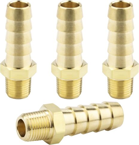 KOOTANS 4 قطع من تركيبات خرطوم النحاس 1/4 بوصة خرطوم بارب إلى 1/8 NPT ذكر خيط خرطوم الهواء تركيبات النحاس السريع مقرنة الهواء M نوع محول موصل المناسب in Kuwait