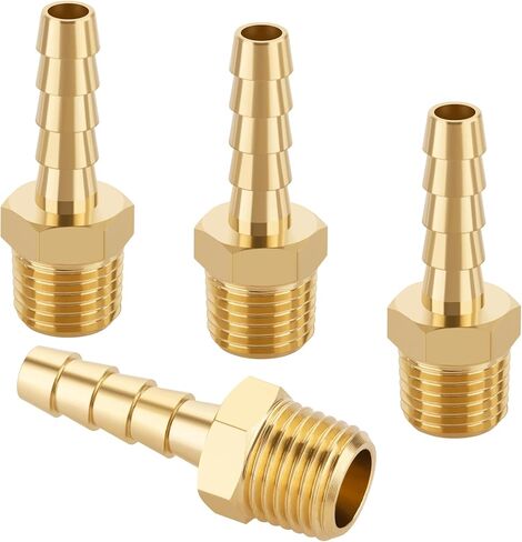 KOOTANS 4 قطع من تركيبات خرطوم النحاس 1/4 بوصة خرطوم بارب إلى 1/8 NPT ذكر خيط خرطوم الهواء تركيبات النحاس السريع مقرنة الهواء M نوع محول موصل المناسب in Kuwait