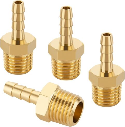KOOTANS 4 قطع من تركيبات خرطوم النحاس 1/4 بوصة خرطوم بارب إلى 1/8 NPT ذكر خيط خرطوم الهواء تركيبات النحاس السريع مقرنة الهواء M نوع محول موصل المناسب in Kuwait