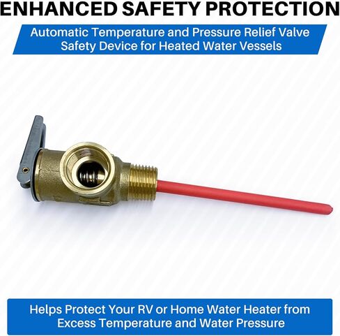 Lrichy Upgrade 3/4" NPT Thread 210°F 150 PSI Temperature Pressure Relief Valve for Suburban RV Water Heaters, Thickened Brass Safety Valve for Hot Water Heaters and Tanks with Extended Probe in Saudi Arabia