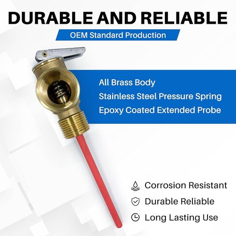 Lrichy Upgrade 3/4" NPT Thread 210°F 150 PSI Temperature Pressure Relief Valve for Suburban RV Water Heaters, Thickened Brass Safety Valve for Hot Water Heaters and Tanks with Extended Probe in Saudi Arabia