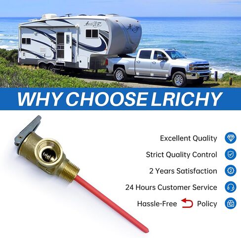 Lrichy Upgrade 3/4" NPT Thread 210°F 150 PSI Temperature Pressure Relief Valve for Suburban RV Water Heaters, Thickened Brass Safety Valve for Hot Water Heaters and Tanks with Extended Probe in Saudi Arabia