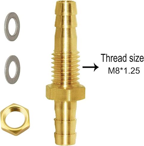 NICOLEKAY 2pcs 1/4" Hose Barb Thru-Bulk Head Hex Union Brass Fitting with Flat Washer Gasket Water/Fuel/Air in Saudi Arabia