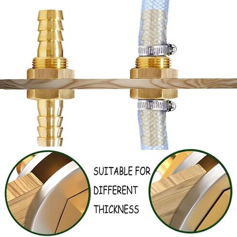 NICOLEKAY 2pcs 1/4" Hose Barb Thru-Bulk Head Hex Union Brass Fitting with Flat Washer Gasket Water/Fuel/Air in Saudi Arabia