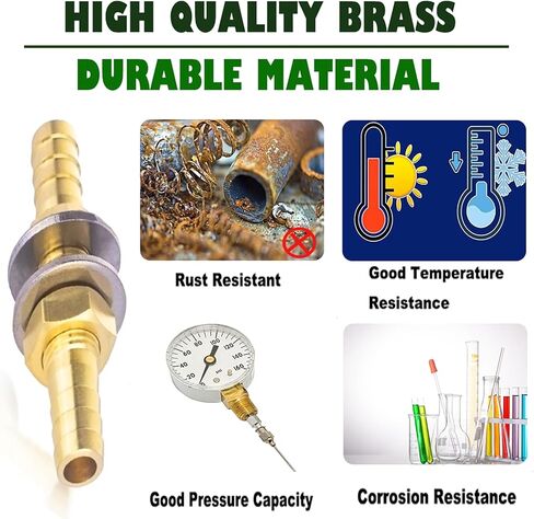 NICOLEKAY 2pcs 1/4" Hose Barb Thru-Bulk Head Hex Union Brass Fitting with Flat Washer Gasket Water/Fuel/Air in Saudi Arabia