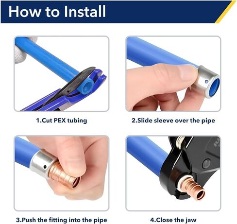 PLUMBINGMASTER 1/2 بوصة PEX أكمام ضغط من الفولاذ المقاوم للصدأ (عبوة من 100) للنحاس (ASTM F1807) أو بولي PPSU (ASTM F2159) Pex Fittings in Saudi Arabia