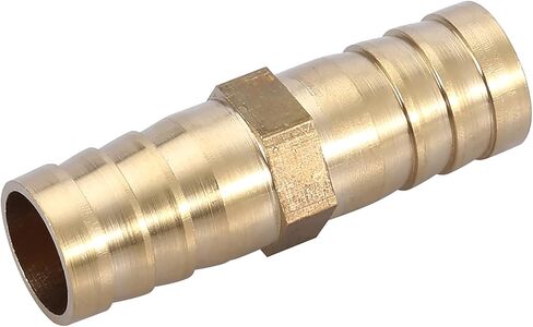 Qiilu Brass Connector - Brass Barbed Straight 2-Way Pipe Connector Tube Joiner Fitting 6/8/10/12/14/16/20mm - Air Water Oil Gas Fuel Compatibility (14mm(2pcs)) in Saudi Arabia