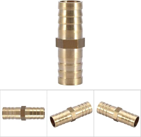 Qiilu Brass Connector - Brass Barbed Straight 2-Way Pipe Connector Tube Joiner Fitting 6/8/10/12/14/16/20mm - Air Water Oil Gas Fuel Compatibility (14mm(2pcs)) in Saudi Arabia