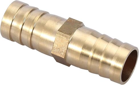 Qiilu Brass Connector - Brass Barbed Straight 2-Way Pipe Connector Tube Joiner Fitting 6/8/10/12/14/16/20mm - Air Water Oil Gas Fuel Compatibility (14mm(2pcs)) in Saudi Arabia