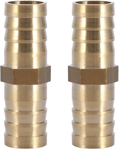 Qiilu Brass Connector - Brass Barbed Straight 2-Way Pipe Connector Tube Joiner Fitting 6/8/10/12/14/16/20mm - Air Water Oil Gas Fuel Compatibility (14mm(2pcs)) in Saudi Arabia