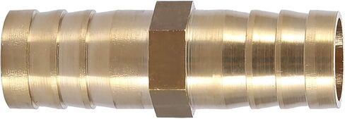 Qiilu Brass Connector - Brass Barbed Straight 2-Way Pipe Connector Tube Joiner Fitting 6/8/10/12/14/16/20mm - Air Water Oil Gas Fuel Compatibility (14mm(2pcs)) in Saudi Arabia