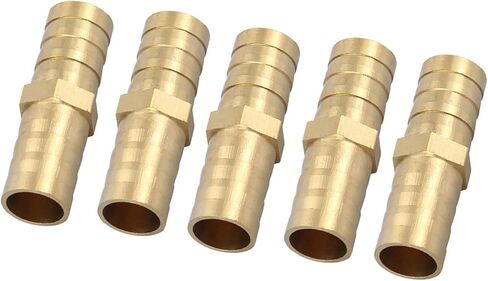 Qiilu Brass Connector - Brass Barbed Straight 2-Way Pipe Connector Tube Joiner Fitting 6/8/10/12/14/16/20mm - Air Water Oil Gas Fuel Compatibility (14mm(2pcs)) in Saudi Arabia