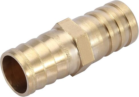Qiilu Brass Connector - Brass Barbed Straight 2-Way Pipe Connector Tube Joiner Fitting 6/8/10/12/14/16/20mm - Air Water Oil Gas Fuel Compatibility (14mm(2pcs)) in Saudi Arabia