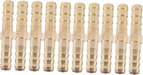 Qiilu Brass Connector - Brass Barbed Straight 2-Way Pipe Connector Tube Joiner Fitting 6/8/10/12/14/16/20mm - Air Water Oil Gas Fuel Compatibility (14mm(2pcs)) in Saudi Arabia