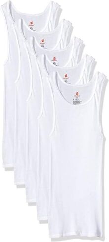 Hanes Men's Cotton Tank Undershirts Pack, Moisture-Wicking Ribbed Tanks, Lightweight, Grey 6-Pack, L in Saudi Arabia