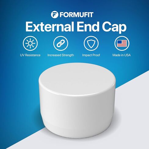 FORMUFIT F012EEC-WH-10 PVC External End Cap, Furniture Grade, 1/2" Size, White (Pack of 10) in Saudi Arabia