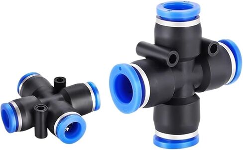 1 قطعة القصبة الهوائية التوصيل السريع وصلة بلاستيكية رباعية الاتجاه PZA4/6/8/10/12 مكون هوائي (أربعة اتجاهات PZA8 (أزرق)) in Kuwait