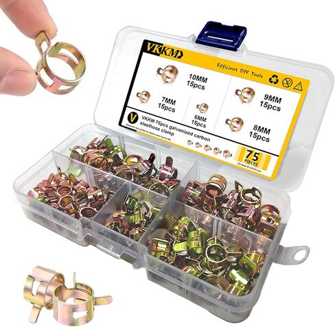 90Pcs 6-16mm Fuel Line Spring Band Hose Clamps Assortment Kit, Galvanized Carbon Steel Vacuum Hose Clip, Constant Tension Steel Clamps for Vacuum Hoses, Fuel Lines and Silicone Hoses in Saudi Arabia