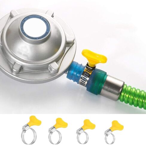 4Pcs Yellow Stainless Steel Hose Clamps, Adjustable Thumb Screw Key Style Worm Gear Hose Clamps for Plumbing and Automotive Applications in Saudi Arabia