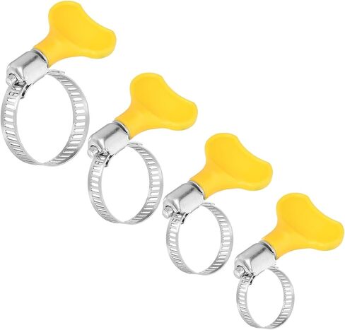 4Pcs Yellow Stainless Steel Hose Clamps, Adjustable Thumb Screw Key Style Worm Gear Hose Clamps for Plumbing and Automotive Applications in Saudi Arabia