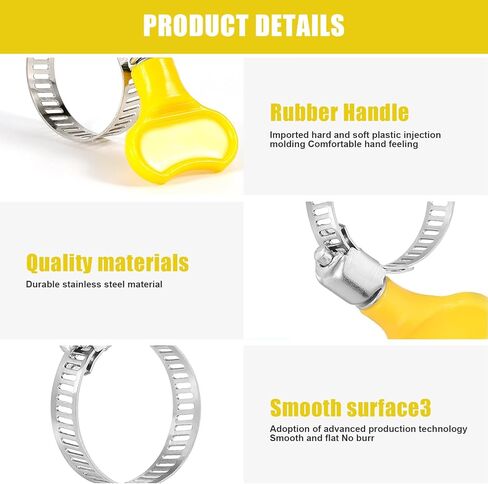 4Pcs Yellow Stainless Steel Hose Clamps, Adjustable Thumb Screw Key Style Worm Gear Hose Clamps for Plumbing and Automotive Applications in Saudi Arabia