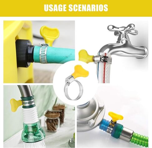 4Pcs Yellow Stainless Steel Hose Clamps, Adjustable Thumb Screw Key Style Worm Gear Hose Clamps for Plumbing and Automotive Applications in Saudi Arabia