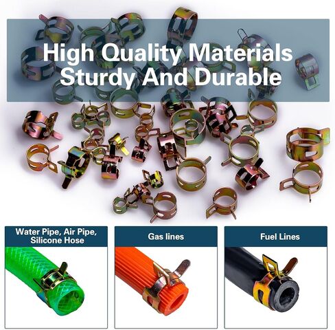 108 قطعة من مشابك الأنابيب الزنبركية من ASKWAY، مع أدوات مشبك الأنابيب الزنبركية، 9 مقاسات 6-18 مم مشابك خرطوم زنبركية، تستخدم لتثبيت واجهات الخراطيم في السيارات والبحرية والبستنة والتطبيقات الصناعية (1، ألوان) in Kuwait