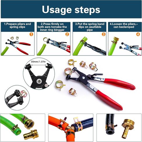 108 قطعة من مشابك الأنابيب الزنبركية من ASKWAY، مع أدوات مشبك الأنابيب الزنبركية، 9 مقاسات 6-18 مم مشابك خرطوم زنبركية، تستخدم لتثبيت واجهات الخراطيم في السيارات والبحرية والبستنة والتطبيقات الصناعية (1، ألوان) in Kuwait