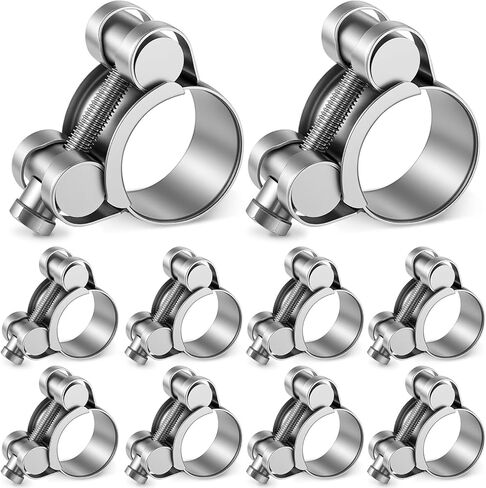 10 Pack 23-25 mm T-bolt Hose Clamps Kit Heavy Duty 0.91-0.98" 304 Stainless Steel Adjustable T Track Clamp Rust Prevention for Radiator Constant Tension Heater Diesel Exhaust in Saudi Arabia