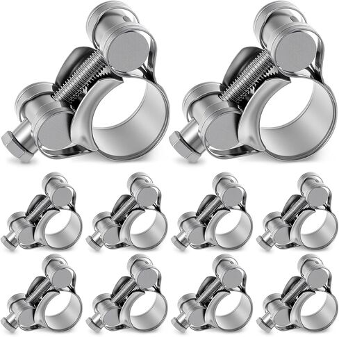 10 Pack 23-25 mm T-bolt Hose Clamps Kit Heavy Duty 0.91-0.98" 304 Stainless Steel Adjustable T Track Clamp Rust Prevention for Radiator Constant Tension Heater Diesel Exhaust in Saudi Arabia