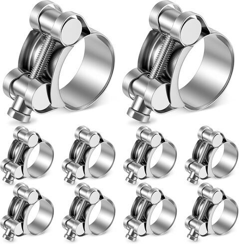 10 Pack 23-25 mm T-bolt Hose Clamps Kit Heavy Duty 0.91-0.98" 304 Stainless Steel Adjustable T Track Clamp Rust Prevention for Radiator Constant Tension Heater Diesel Exhaust in Saudi Arabia