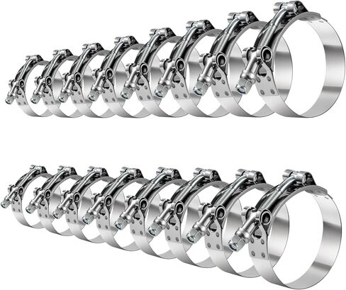 مجموعة مشابك خرطوم T-Bolt مكونة من 16 قطعة من مشابك خرطوم المبرد شديدة التحمل 304 من الفولاذ المقاوم للصدأ مقاس 1 بوصة (32-37 مم) إلى 3 بوصة (78-84 مم) in Saudi Arabia