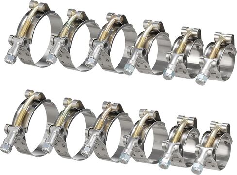 PanjinHub 20 حزمة 6 أحجام T-Bolt خرطوم المشابك مجموعة، نطاق العمل 28-64mm ل0.75 "- 2" معرف خرطوم، 304 الفولاذ المقاوم للصدأ الثقيلة المبرد توربو تناول المبرد المشابك in Saudi Arabia