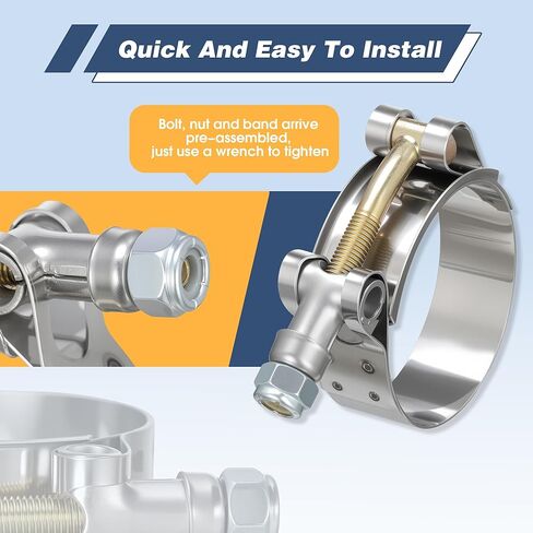 PanjinHub 20 حزمة 6 أحجام T-Bolt خرطوم المشابك مجموعة، نطاق العمل 28-64mm ل0.75 "- 2" معرف خرطوم، 304 الفولاذ المقاوم للصدأ الثقيلة المبرد توربو تناول المبرد المشابك in Saudi Arabia