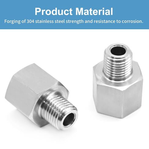 Vkinman 5Pcs Forged Reducer Adapter Fittings, 1/4 Inch Male Pipe 1/2 Inch Female Pipe, 304 Stainless Steel Reducing Pipe Fittings, Suitable for Air Gas Oil Fuel Refrigeration Instrumentation in Saudi Arabia
