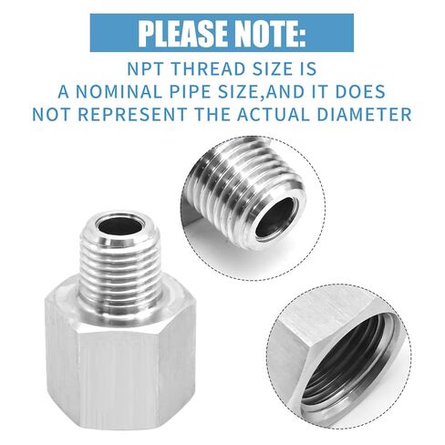 Vkinman 5Pcs Forged Reducer Adapter Fittings, 1/4 Inch Male Pipe 1/2 Inch Female Pipe, 304 Stainless Steel Reducing Pipe Fittings, Suitable for Air Gas Oil Fuel Refrigeration Instrumentation in Saudi Arabia