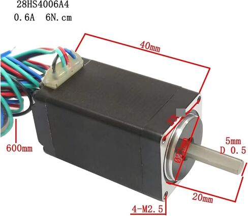 Stepper Motor 6N.cm 4-Wire NEMA11 Fuselage Length 40mm Step Angle 1.8° Current 0.6A Single Output Shaft Stepping in Kuwait