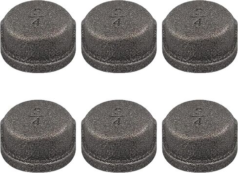 3/4 Inch Malleable Cast iron Pipe Cap Fittings - Vintage DIY Industrial Shelving Industrial Decor Furniture DIY 6-Pack in Saudi Arabia