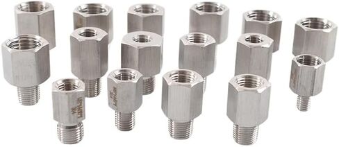 1/8 "BSPT أنثى إلى ذكر BSP NPT جلبة مخفض سداسي 304 محول من الفولاذ المقاوم للصدأ الضغط العالي لقياس الضغط (3l8 NPT ذكر) in Saudi Arabia
