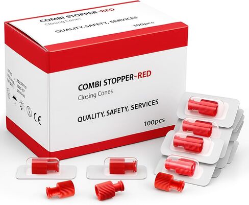 Fiwochic 100 Pack Luer Stopper Blue Closing Cones Dual Male-female Individually Packaged Sterile Luer Replacement Cap for Male/female Connectors Syringes Tips Iv Admin Sets in Kuwait